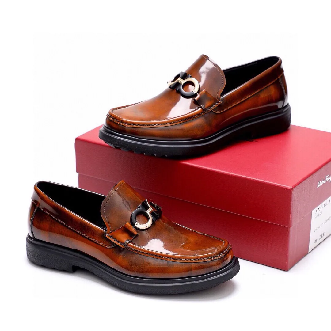 Men's shoes 💰520 💐[Ferragamo/Ferragamo] New 🐲Ferragamo* Ferragamo classic formal leather shoes! It is made of imported first-layer open-edge beaded cowhide leather upper + luxurious hardware buckle, and the inner layer is comfortable first-layer cowhide 🐂 leather lining! Original rubber outsole! Code number 38-44 (45🉑️customized)